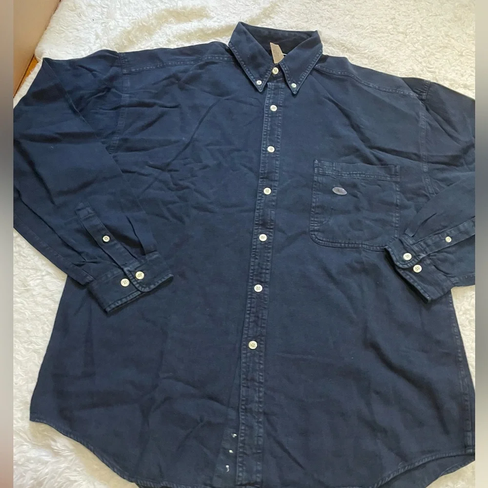 Men's Navy Blue Button-Down Shirt - Picture 7 of 13